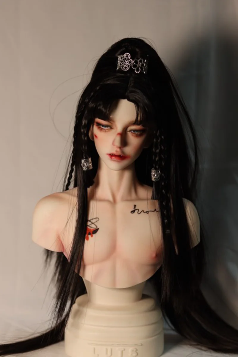 1/4 1/3 Scale BJD Wigs Ancient Costume Hanfu Vintage Long Hair Samurai Wig For MSD SD13 SSDF ID72 Uncle Doll Accessories A1389