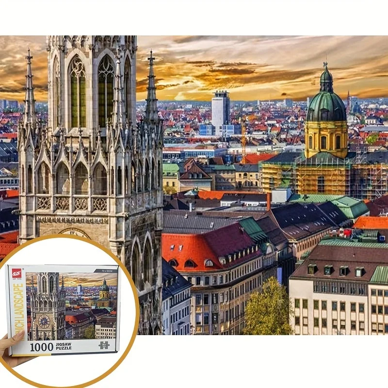 

Adult 1000 Pieces Paper Puzzle Munich Landscape Jigsaw World Famous City Home Decoration Wall Display