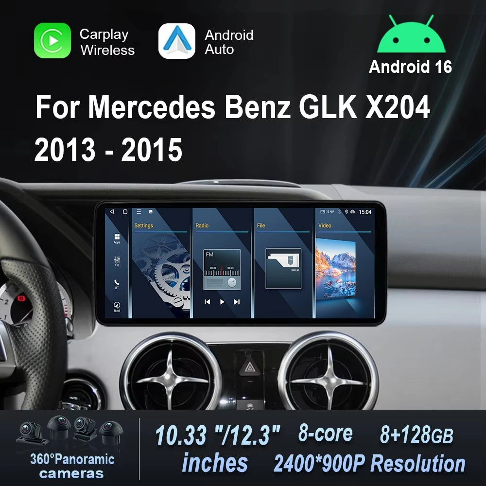 Image of Android 16 für Mercedes Benz GLK X204 2013 - 2015 Autoradio Video-Multimedia-Player Touchscreen Kabelloses Carplay GPS-Navigation