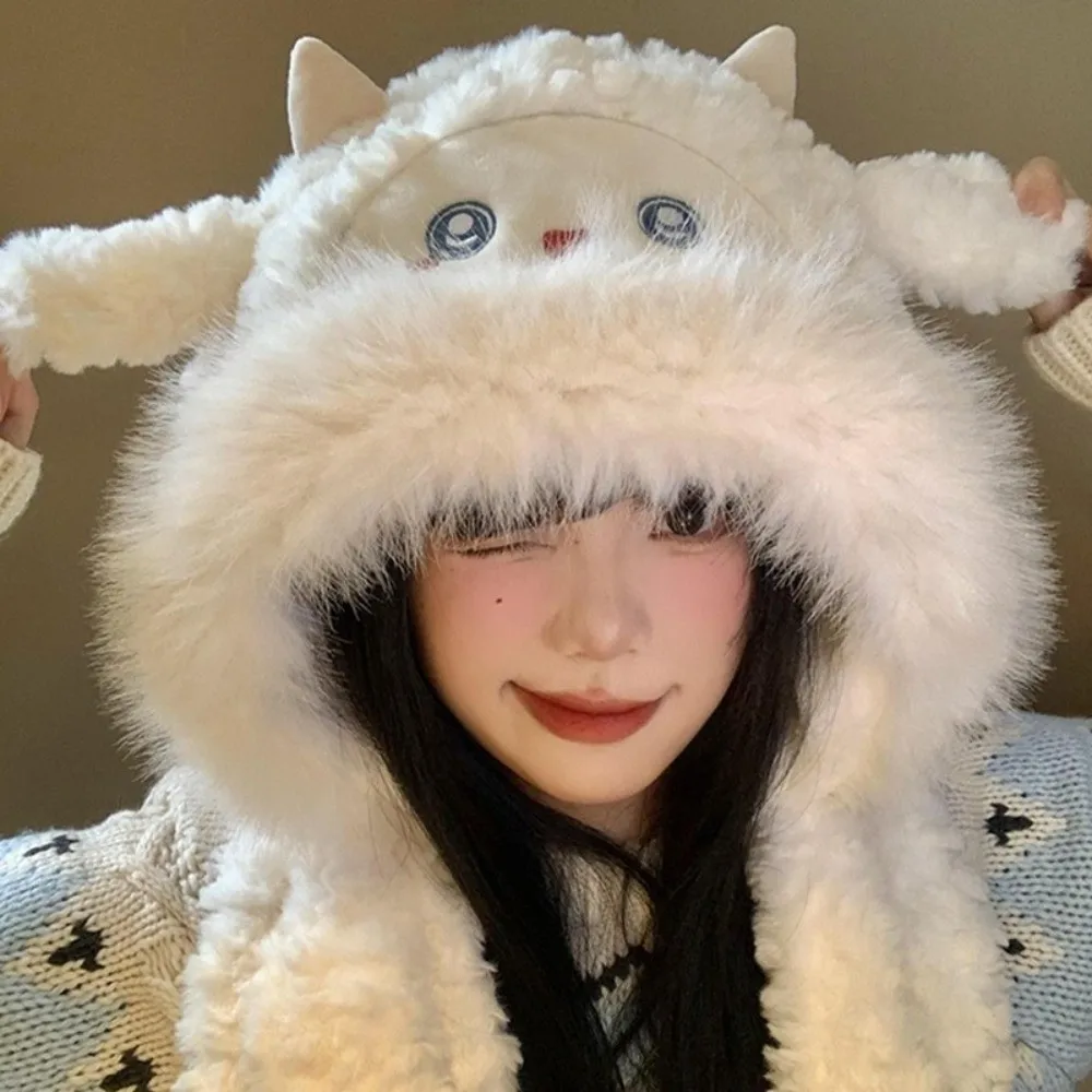 

Cute Warm Little Sheep Plush Hat Cartoon Coldproof Lei Feng Cap Thickened Scarf Ear Protection Hat Outdoor