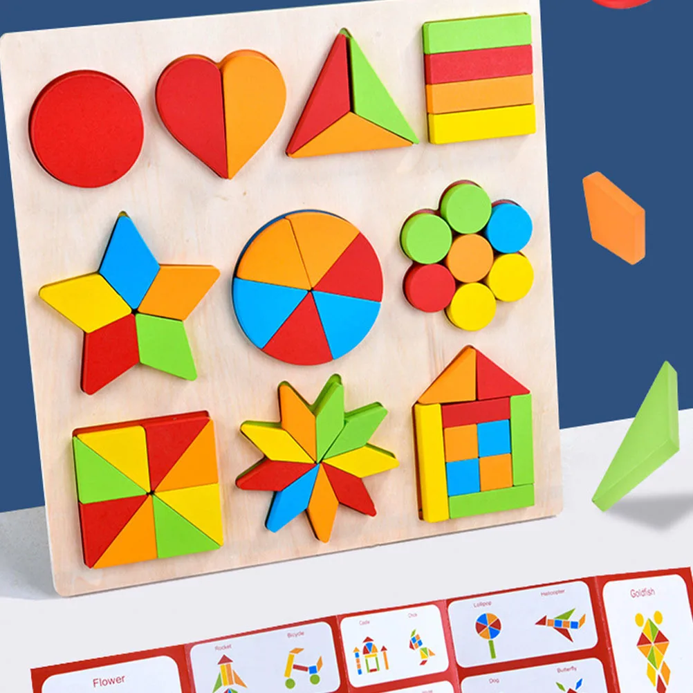 1 set 1 Set Wooden Geometric Shape Matching Board Kids Educational Montessori Color Sensory For Toddlers Early