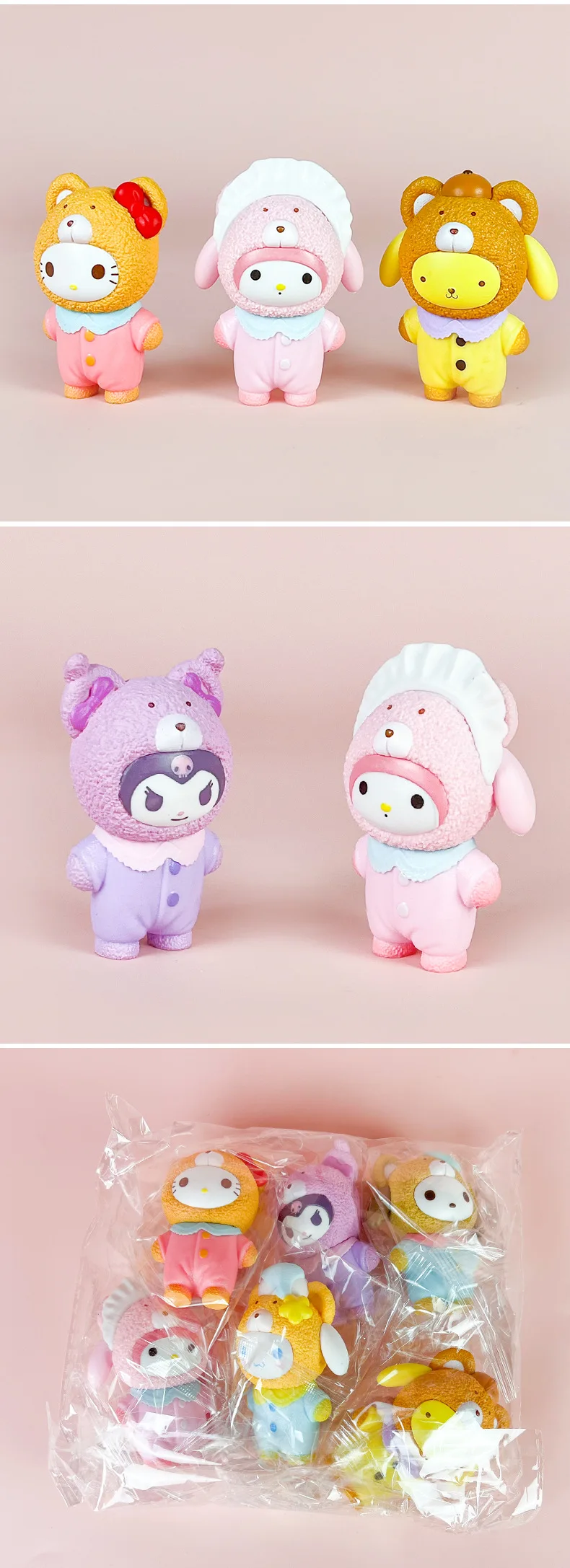 Anime Figuur Sanrio Blind Box Latte Familie Kulomie Melodie Pacha Hond Tide Speelmodel Meisje Hart