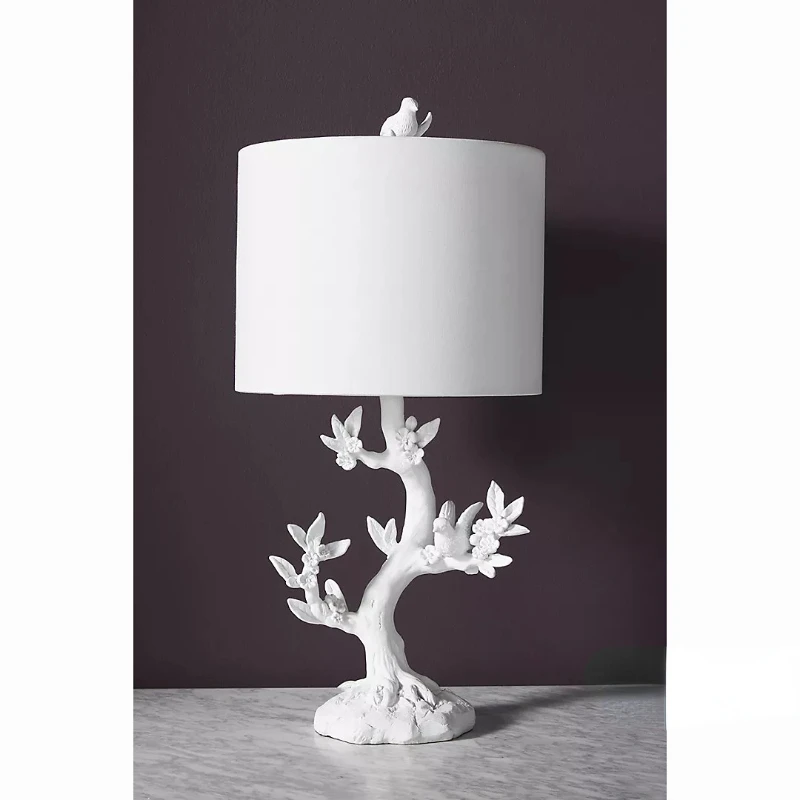 

New York Downtown Park Imported Yao Chi Fairyland Pure White Small Tree Bird Decorative Table Lamp