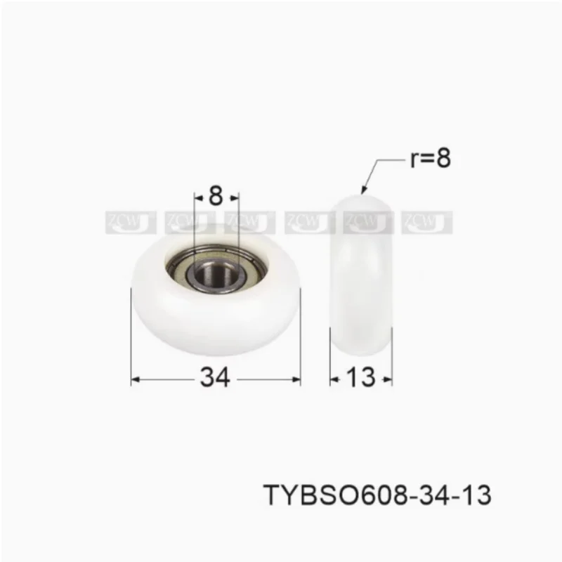 Outer ball bread plastic bearing pulley door and window roller  1Pc 8x34x13mm