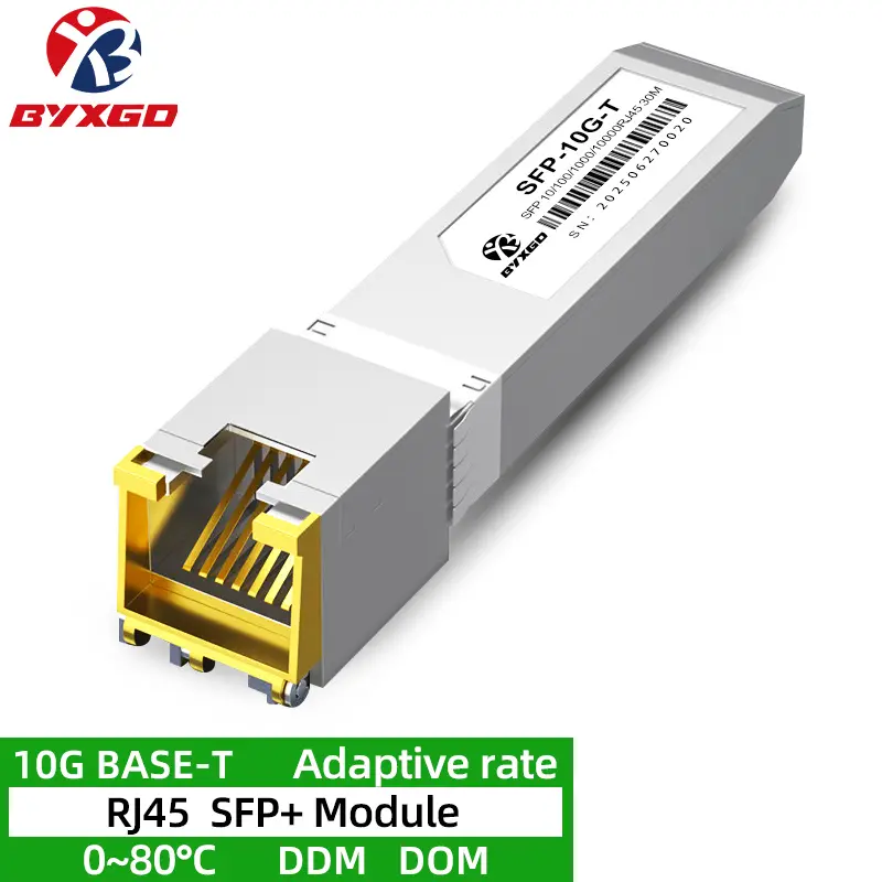 Módulo RJ45 SFP de taxa adaptativa Plug and play 10GBASE-T SFP + para Cisco/Ubiquiti/Dell, 1G/10G SFP de cobre para switch/roteador/servidor