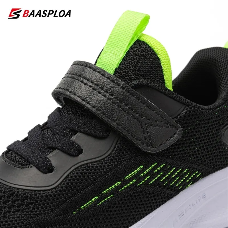 2024 Baasploa Kids Running Shoes Mesh Breathable Casual Sneakers For Boys Girls Lightweight Sport Shoes Antiskid Outdoor