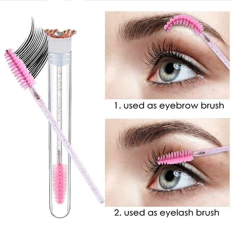 Eyelash Brush Tube With Crown Handle Lash Extension Makeup Brush Dustproof Eyebrow Comb Beauty Tools