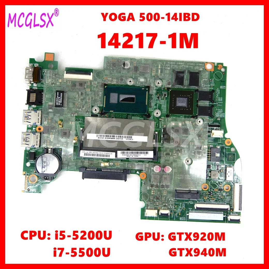 14217-1M  Mainboard For Lenovo YOGA 500-14IBD S41-70 U41-70 Laptop Motherboard With i5-5200U CPU GTX920M GPU