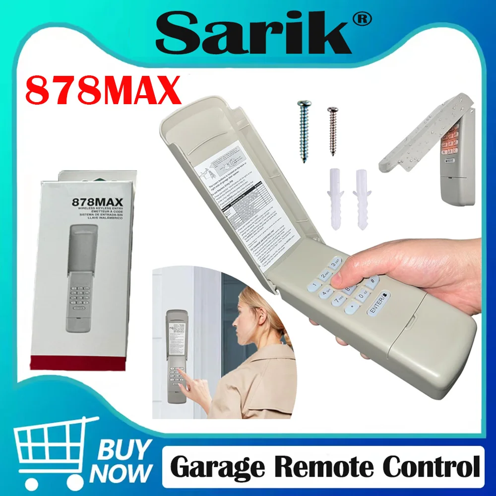 

Garage Door Opener Keypad Wireless Universal Keyless Entry System with Red, Yellow, Purple, Green Learn Button