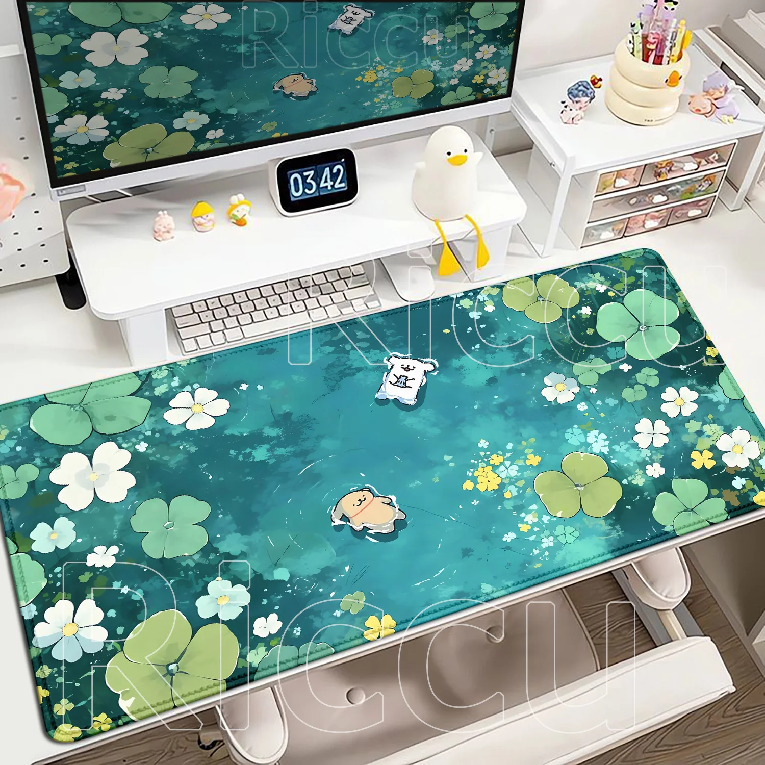 Winter Cute Cartoon Line Dog Maltese Mousepad Non-slip Lockedge Office Gaming XXL Large Teclado Kawaii Desk Mat Anime Mouse Pad