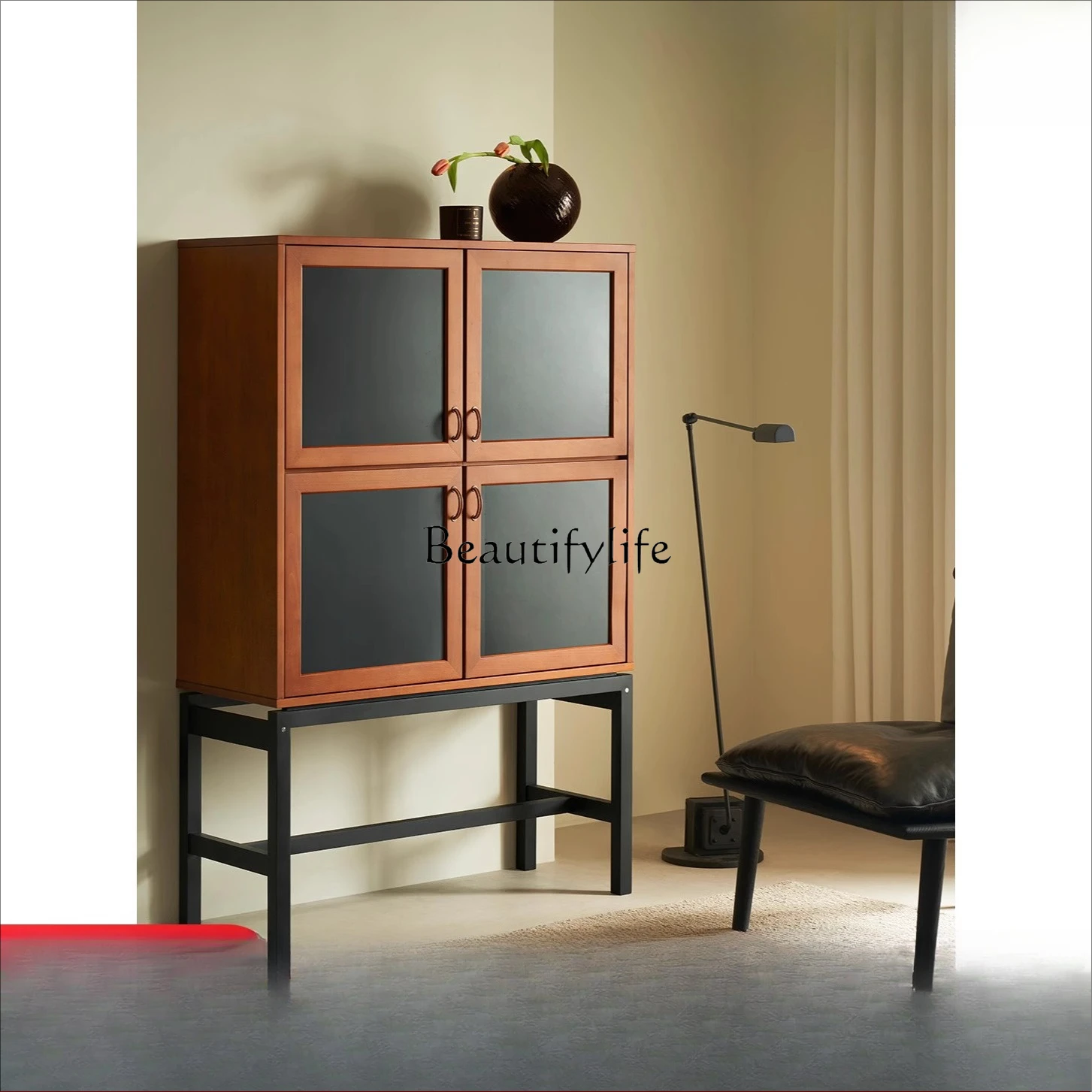 

02**Retro medieval style solid wood locker sofa partition living room kitchen locker