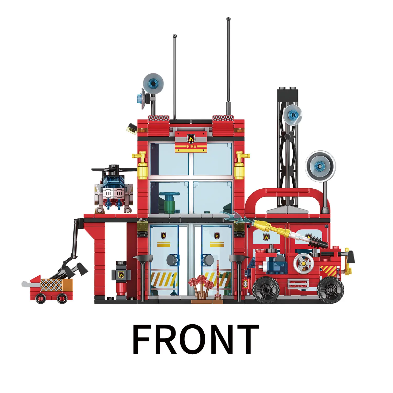 543PCS Red Fire Department Building Blocks Toys Model City Fire Department Assemble Bricks Toy Sets For Kid Ornament Gifts