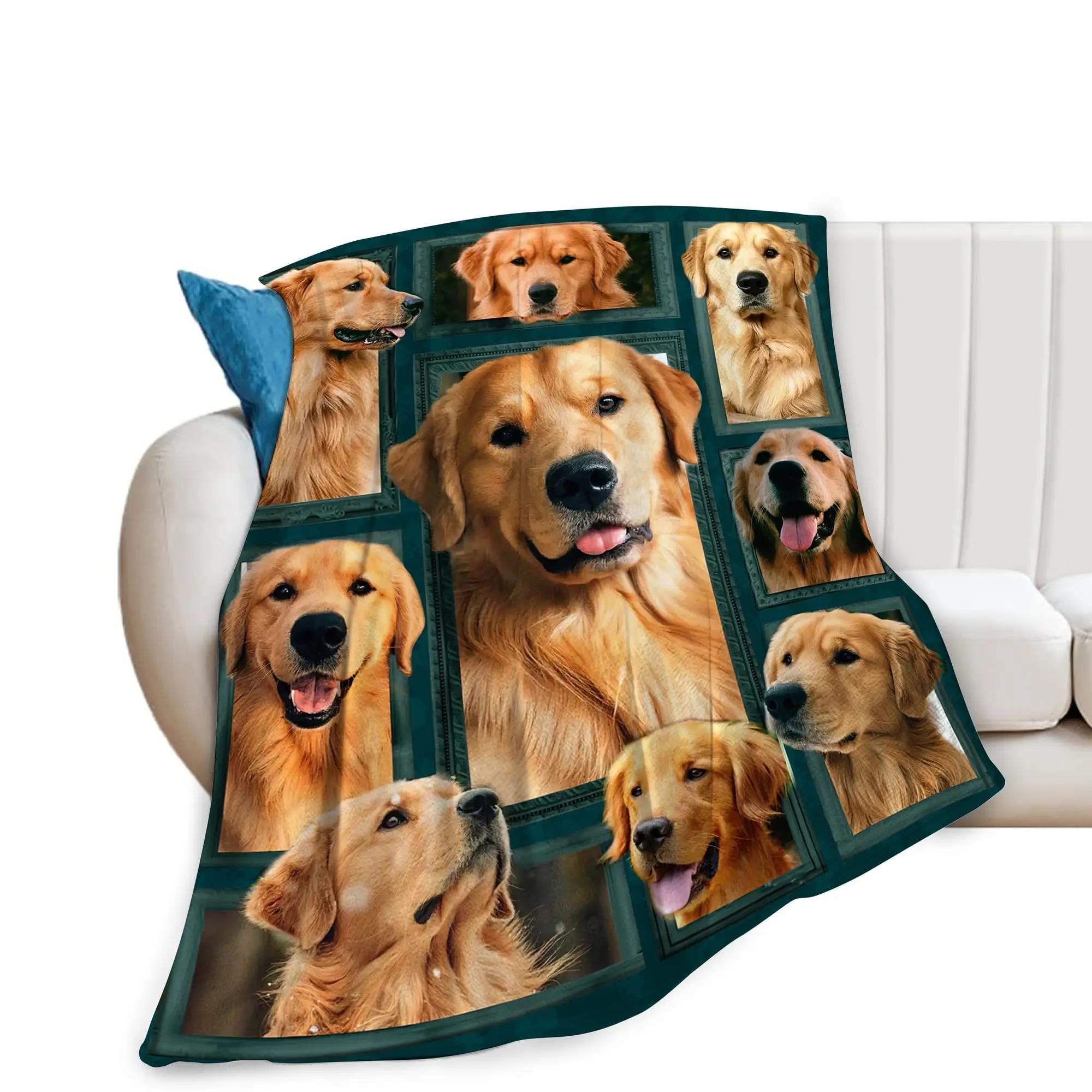 Cute Golden Retriever Dog Blanket Gifts for Women Girls Soft Warm Lightweight Cozy Plush Animal Dog Throw Blanket for Sofa Decor