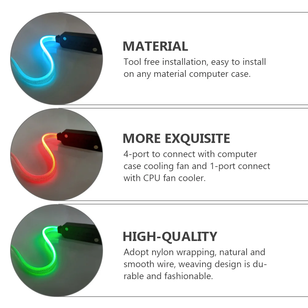 

Cooling Fan Hub Colorful Lighting 4-Port Nylon Wrapped Durable Copper Material Easy Install Pc Case Accessory Cooling Fan Hub