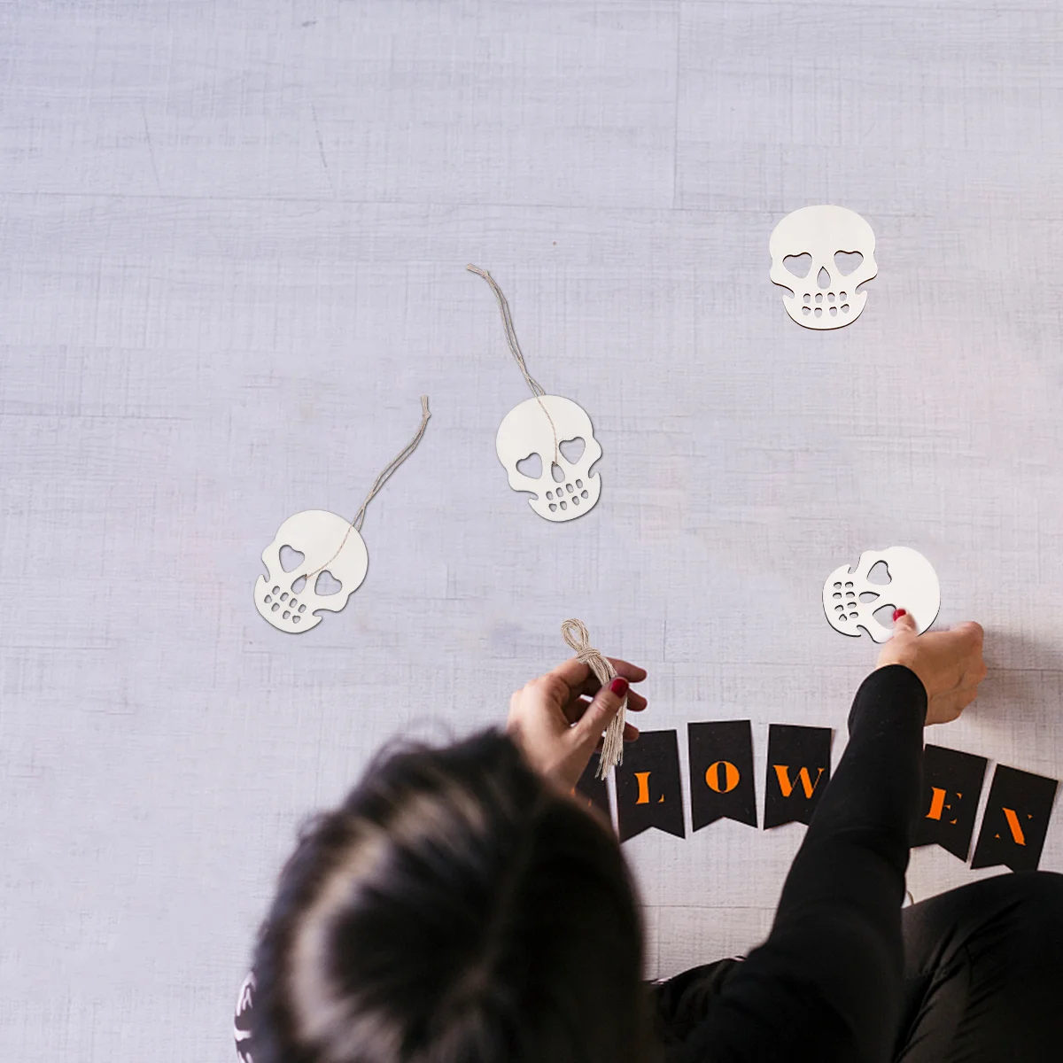 

20 Pcs Witch Altar Wood Decoration Bedroom Halloween Ornament Craft Shape Blank Skull Decorations Props DIY Pendant