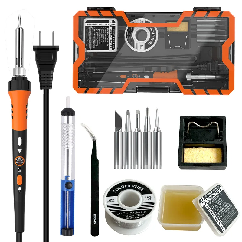 

12P Soldering Iron Premium Kit 60W Soldering Tool with Ceramic Heater Soldering Welding Tool Adjustable Temperature 200 to 450°C