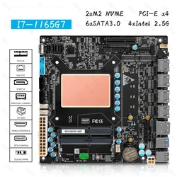 Nas Motherboard ITX Set Onboard 11th Gen Core I7 1165G7 4x I226 2.5G 6xSATA 2xM.2 NVMe PCIEx4 Firewall Board