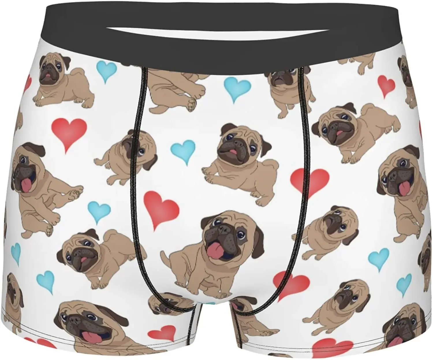 

Мужские трусы-боксеры Love Pug Dogs, нижнее белье, плавки, мягкое дышащее эластичное нижнее белье с широким поясом и выпуклым мешочком для мужчин и мальчиков