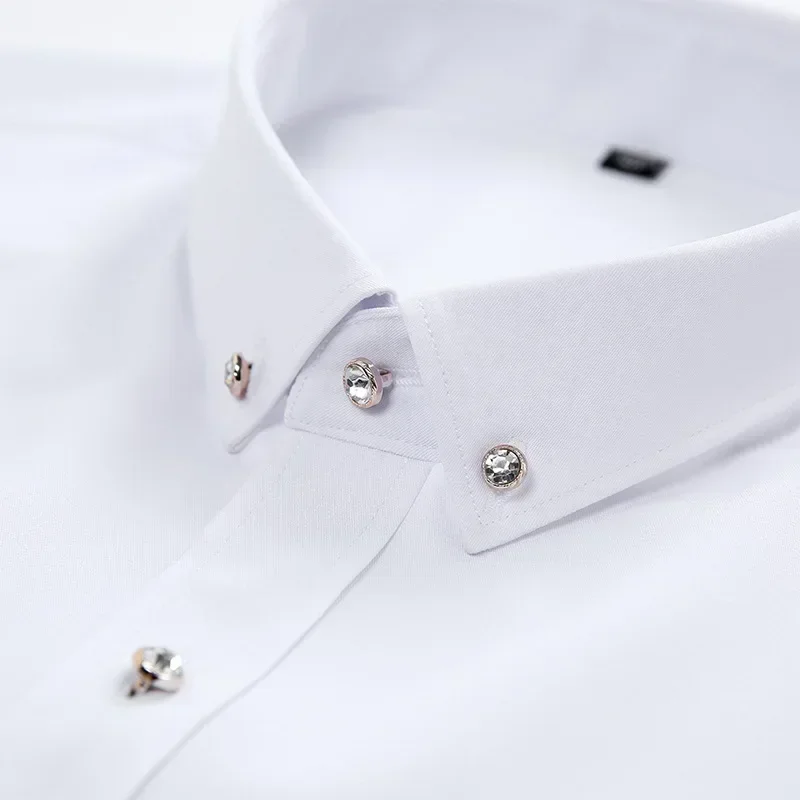 

Men's shirt ironless and wrinkle resistant elastic formal wear men's business casual work wear long sleeved pocket less shirt