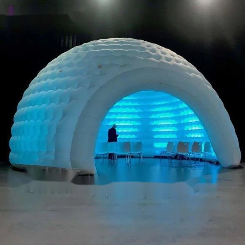 Tienda de campaña inflable con cúpula de iglú gigante, carpa con led y soplador para fiestas o eventos al aire libre, hecha a medida, 8m, venta al por mayor