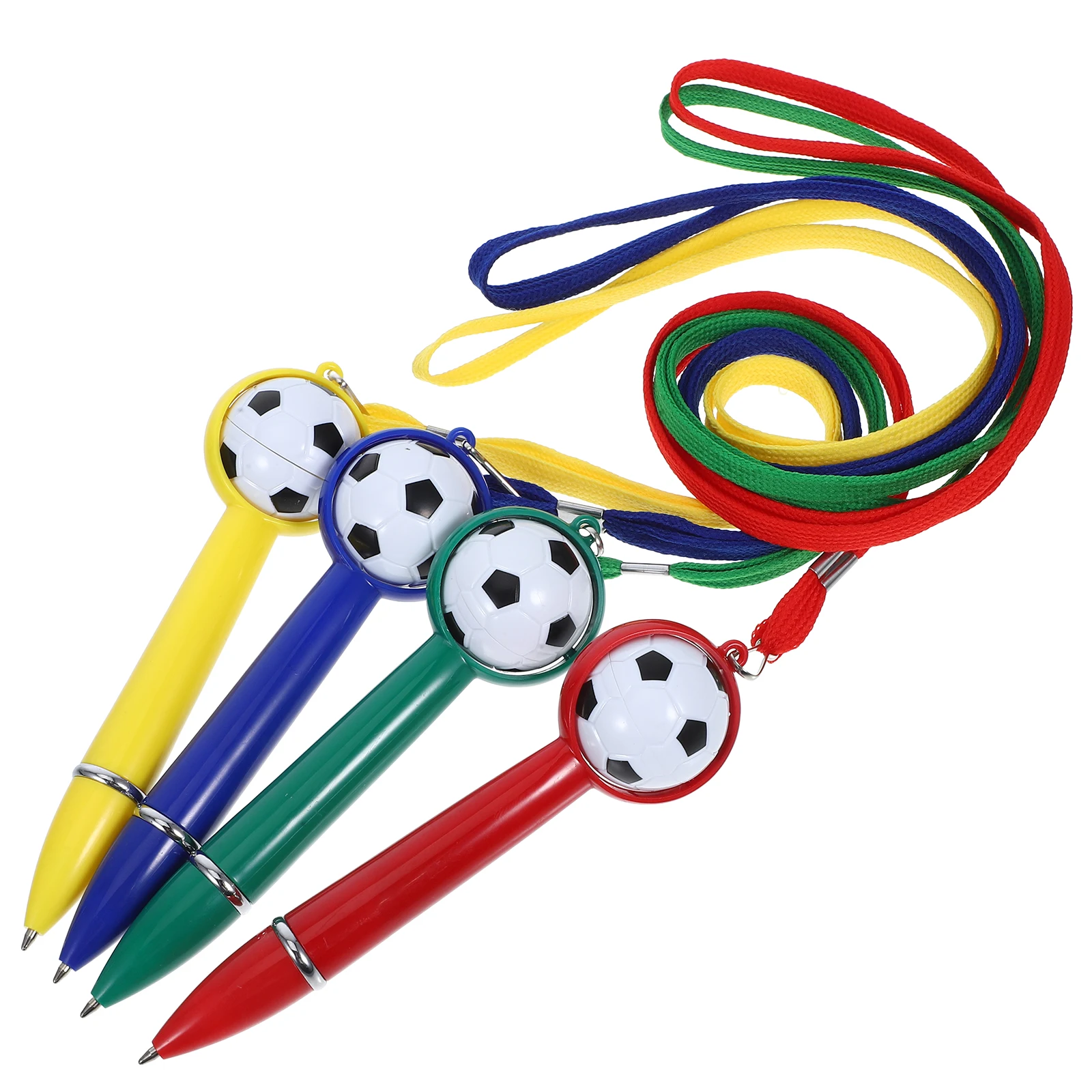 

4 Pcs Ballpoint Pen Lanyard Funny Football 's Hanging Neck Cute Pens Plastic Multicoloured Office