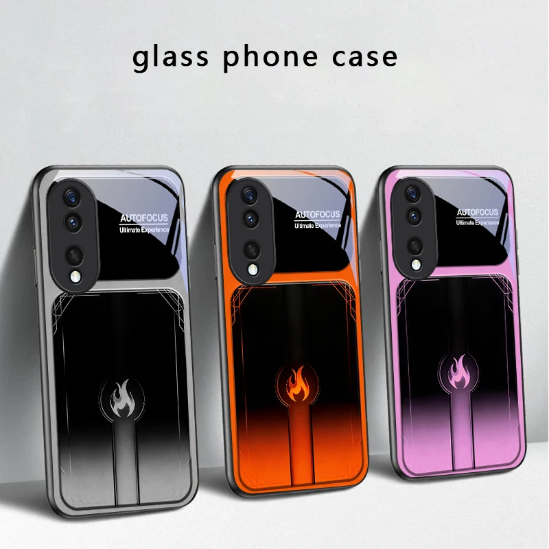 Dazzling purple flames For Honor X5 Plus X30 X9c Smart X5b X9a X30 Max X50i 30 Pro+ 50 Pro 70 90 Smart 200 Lite Glass Phone Case