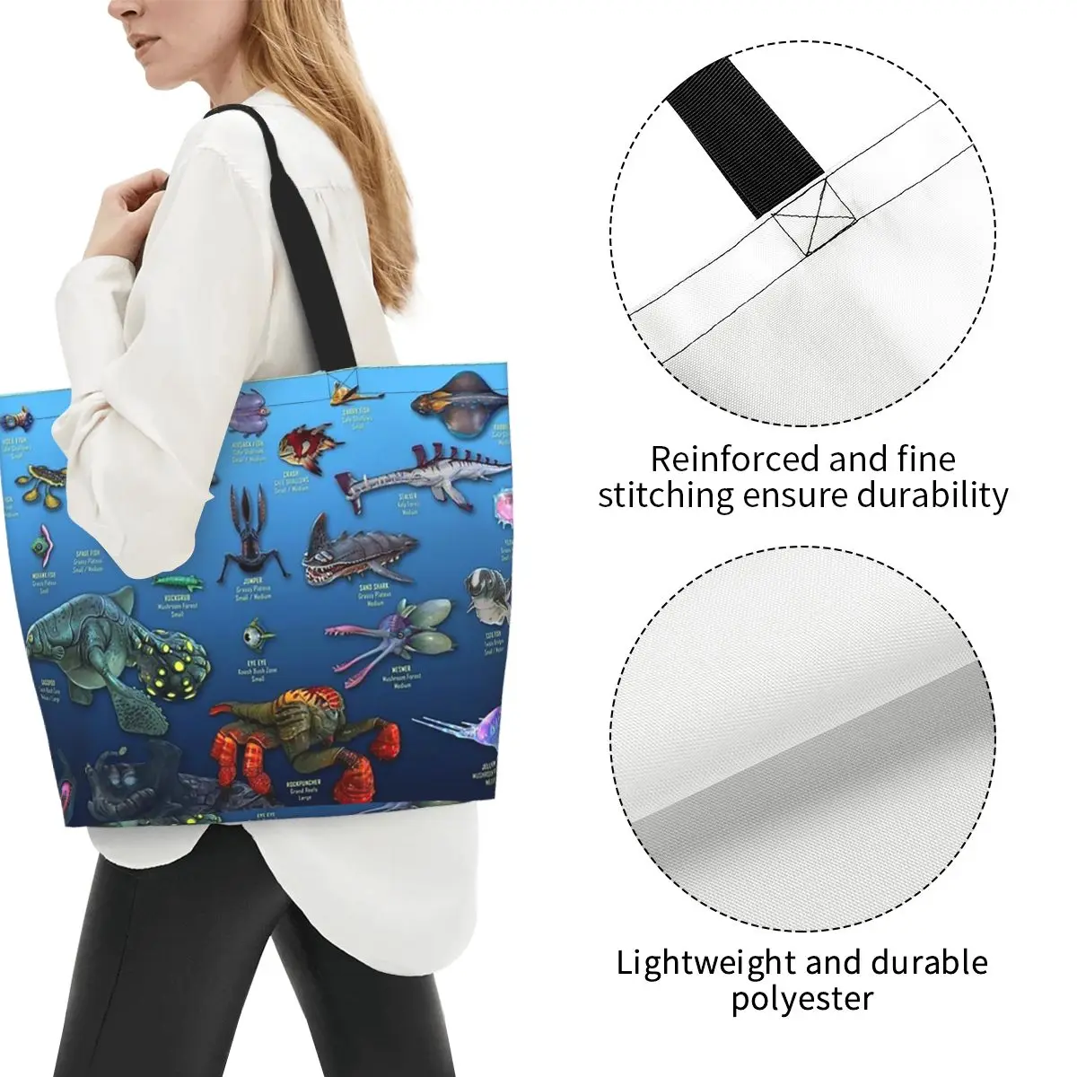 Cartoon Popular Subnautica Below Zero Shopping Tote Bag Canvas Large Capacity Shoulder Bags Shopper Grocery Handbag for Women