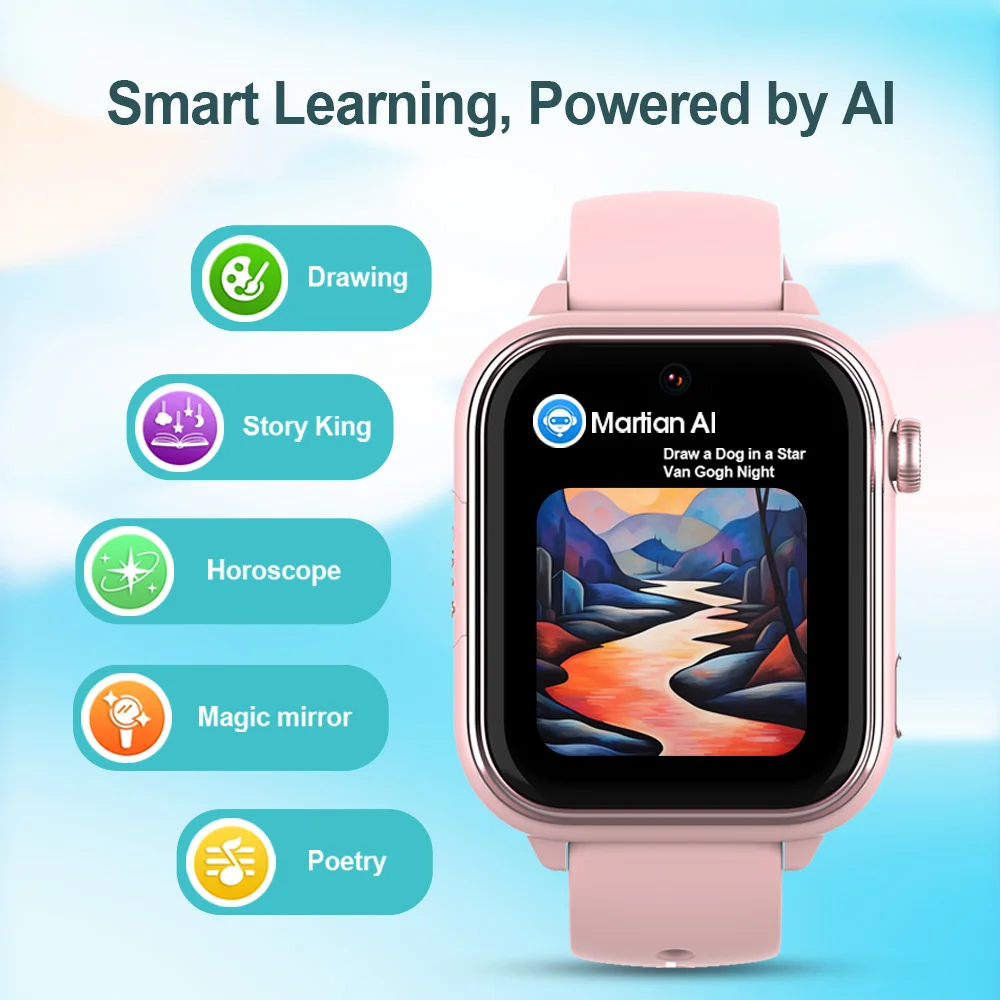 ساعة ذكية Wonlex KT37 GPS للأطفال AI Voice Assistant APP مراقب WiFi Location Tracker 4G مكالمة فيديو ساعة ذكية للأطفال