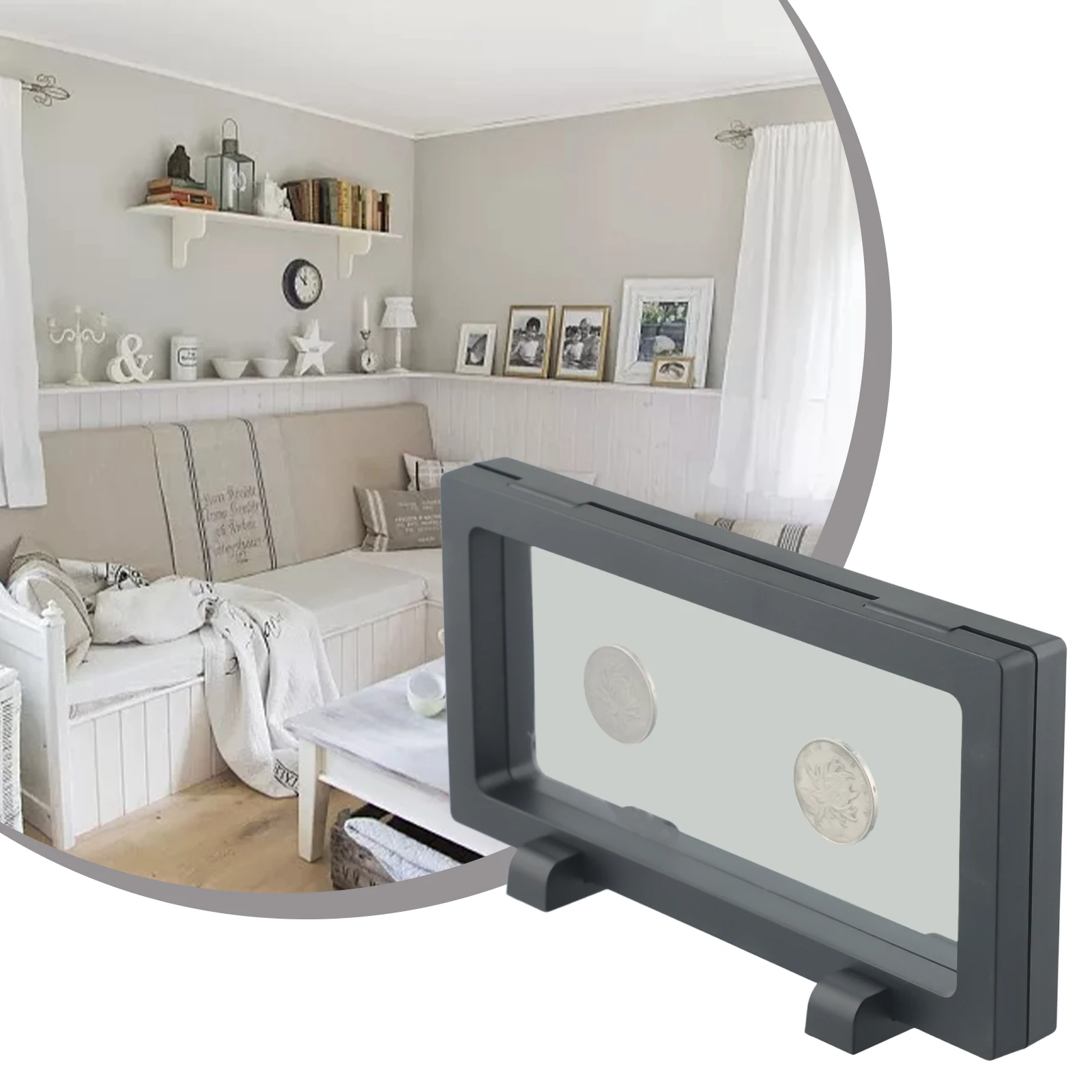 Coin Storage Display Case with 3D Suspension Technology Using PVC Frame and Optical PE Film for Enhanced Item Presentation