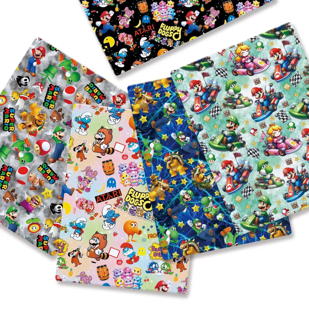 Mario game Fabric140*50cm Handmade Sewing Patchwork Quilting Baby Dress Home Sheet Printed Fabric Fabric Sewing Kids