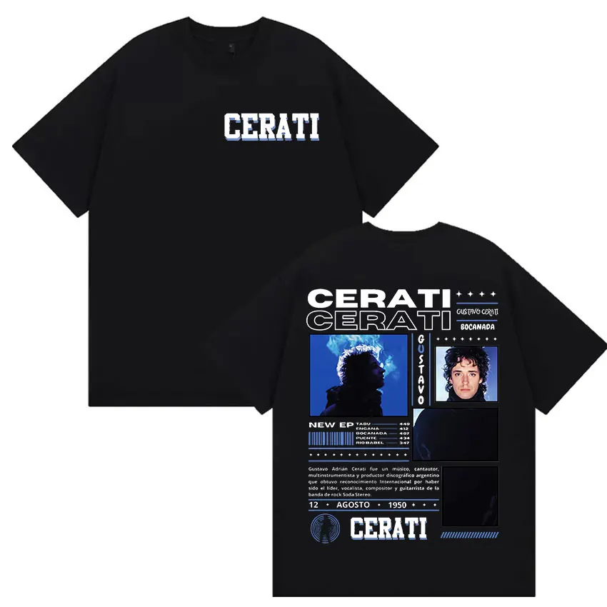 래퍼 구스타보 세라티 투어 2025 앨범 그래픽 티셔츠 남성 패션 오버사이즈 코튼 티셔츠 빈티지 핫 세일 반팔 티셔츠