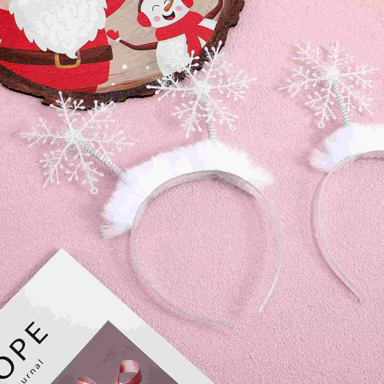 2 Pcs White Hair Head Band Car Snowflakes Christmas Headdress Hoop Miss Halloween Has