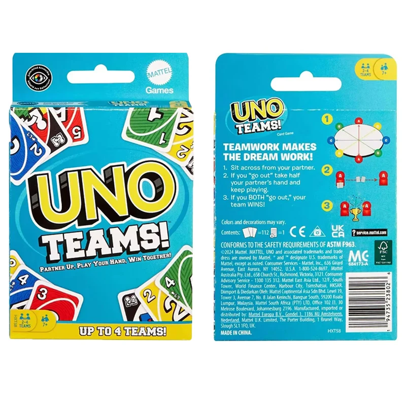 112pcs Uno TEAMS! Game Board Games UNO Cards Table Family Party Entertainment UNO Games Card Toys Children Birthday gift