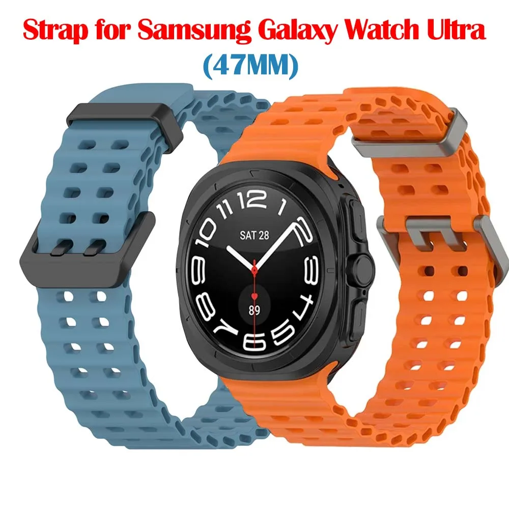 Original Strap for Samsung Galaxy watch Ultra 47mm accessories Marine Silicone Sport Bracelet Correa Galaxy watch 7 Ultra Band