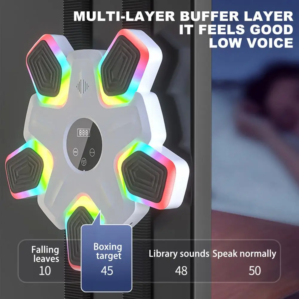 Máquina de boxeo musical: montado en la pared, compatible con Bluetooth, objetivo de entrenamiento de boxeo LED inteligente, Eq de entrenamiento de gimnasio en casa multifuncional