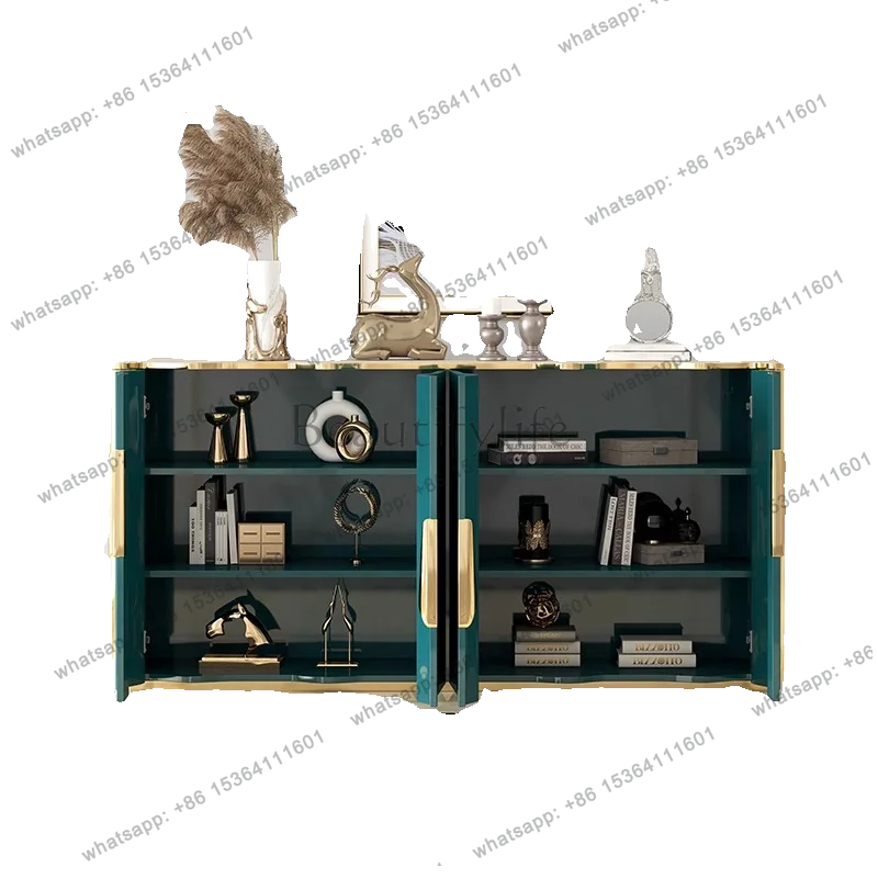 

Italian light luxury entrance shoe cabinet living room high-end decorative cabinet solid wood frame