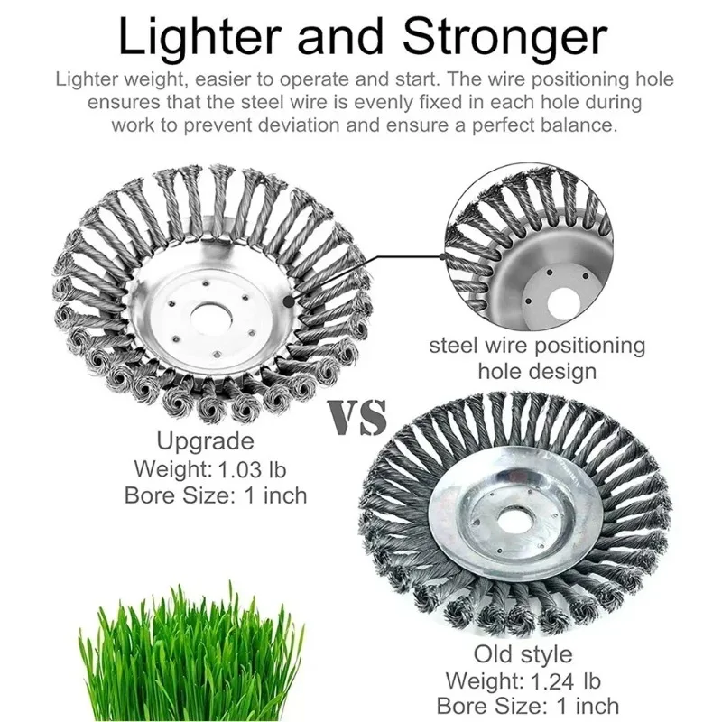 6/8 Inch Upgrade Weed Brush Cutter Head Lawn Mower Universal Grass Trimmer Head Steel Wire Wheel Brush Disc Garden Trimmer Heads