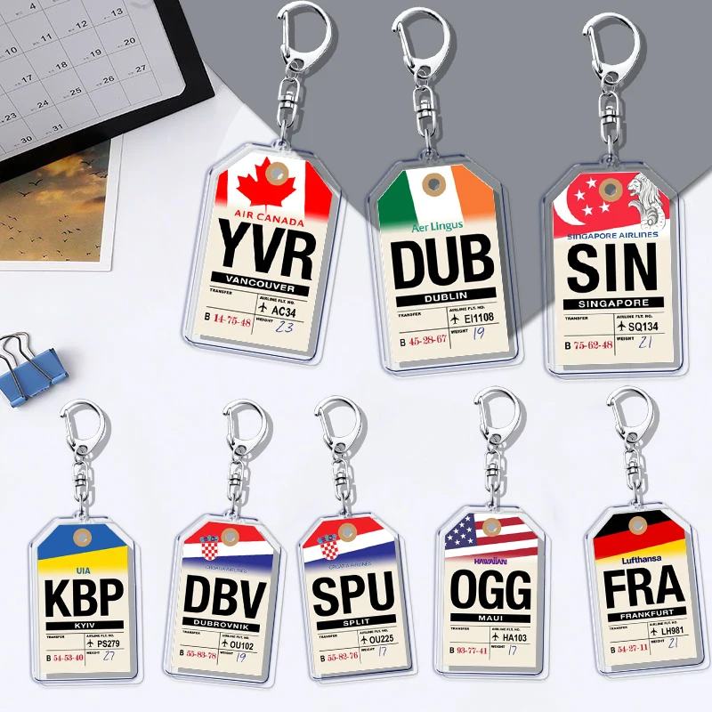 Plane Ticket Miami Keyrings for Accessories Bag Key Chain Ring Jewelry Fans Gifts Travel Country Label Keychain Llaveros