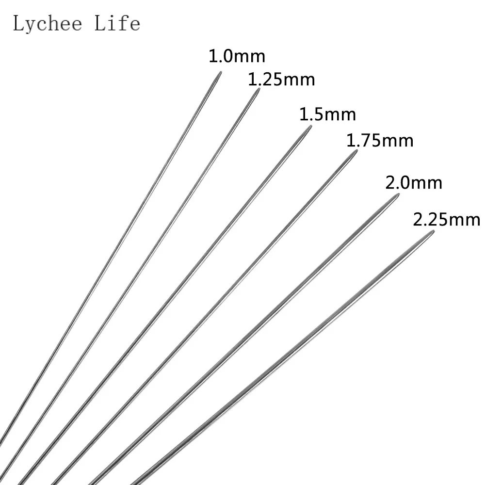 Lychee Life 24Pcs 1/1.25/1.5mm Stainless Steel Long Beading Needles Silver Sewing Needles For Beads Embroidery Diy SewingTools