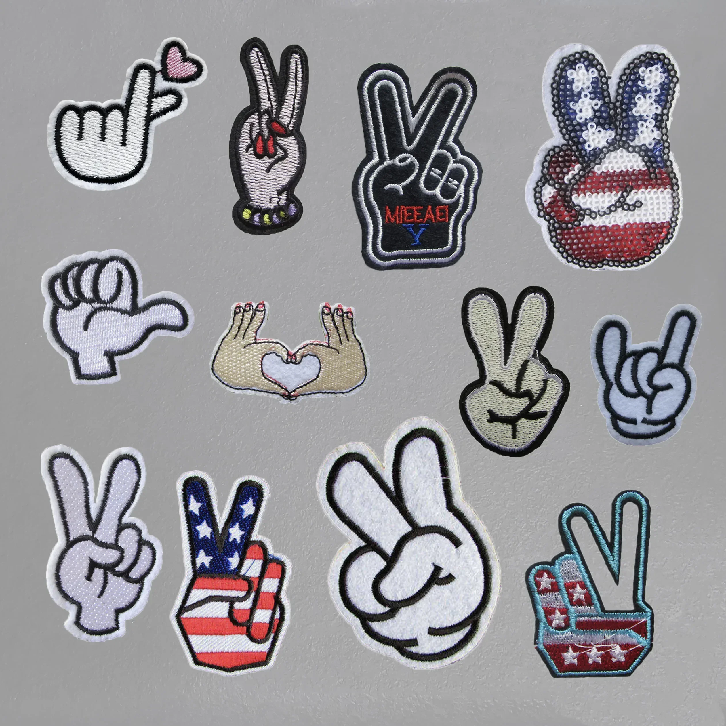 High quality Nail Hand Sequins Patches Iron On Or Sew Fabric Sticker For Clothes Badge Embroidered Appliques DIY Accessories