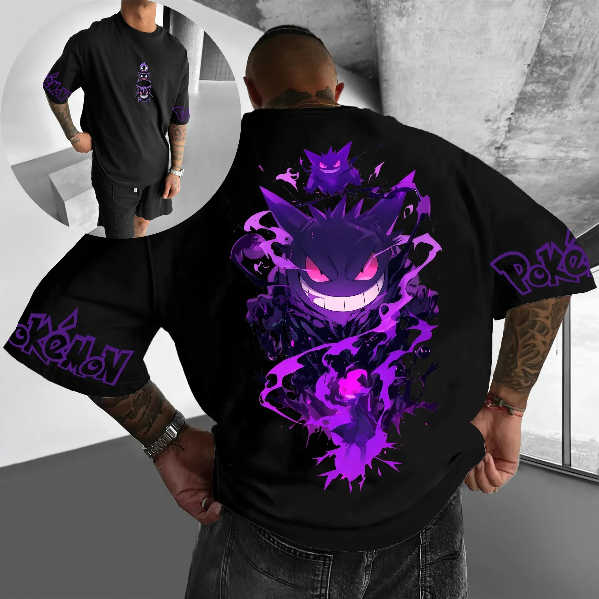pokemon-2025-verao-masculino-algodao-t-camisa-estilo-streetwear-solto-ajuste-t-com-roxo-anime-personagem-volta-impressao-e-manga