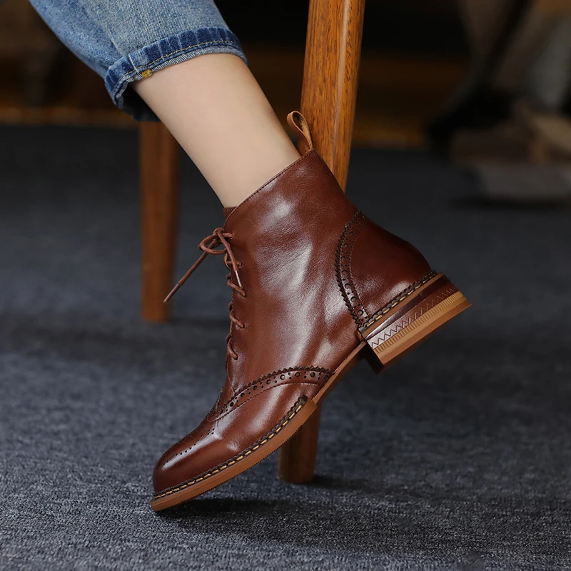 2024 New Autumn Women Shoes Lace-up Chelsea Women Boots Winter Block Ankle Boots for Women Zapatos De Mujer Womens Chunky Boots