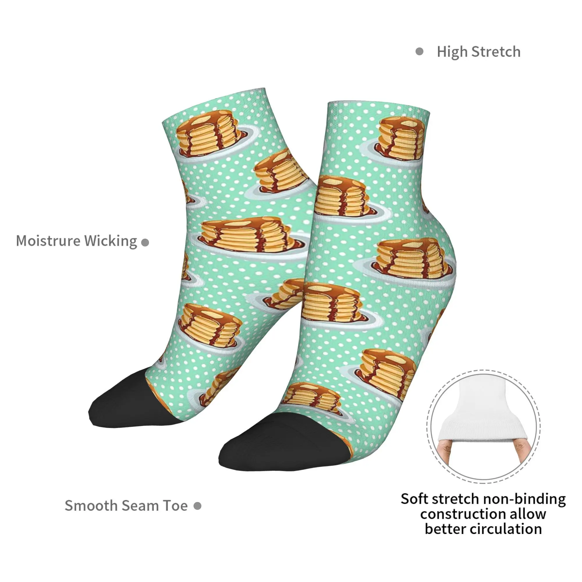 All Seasons Pancakes with Maple Syrup Pattern Socks Harajuku Super Soft Crew Socks Casual Stockings for Men Women Gifts