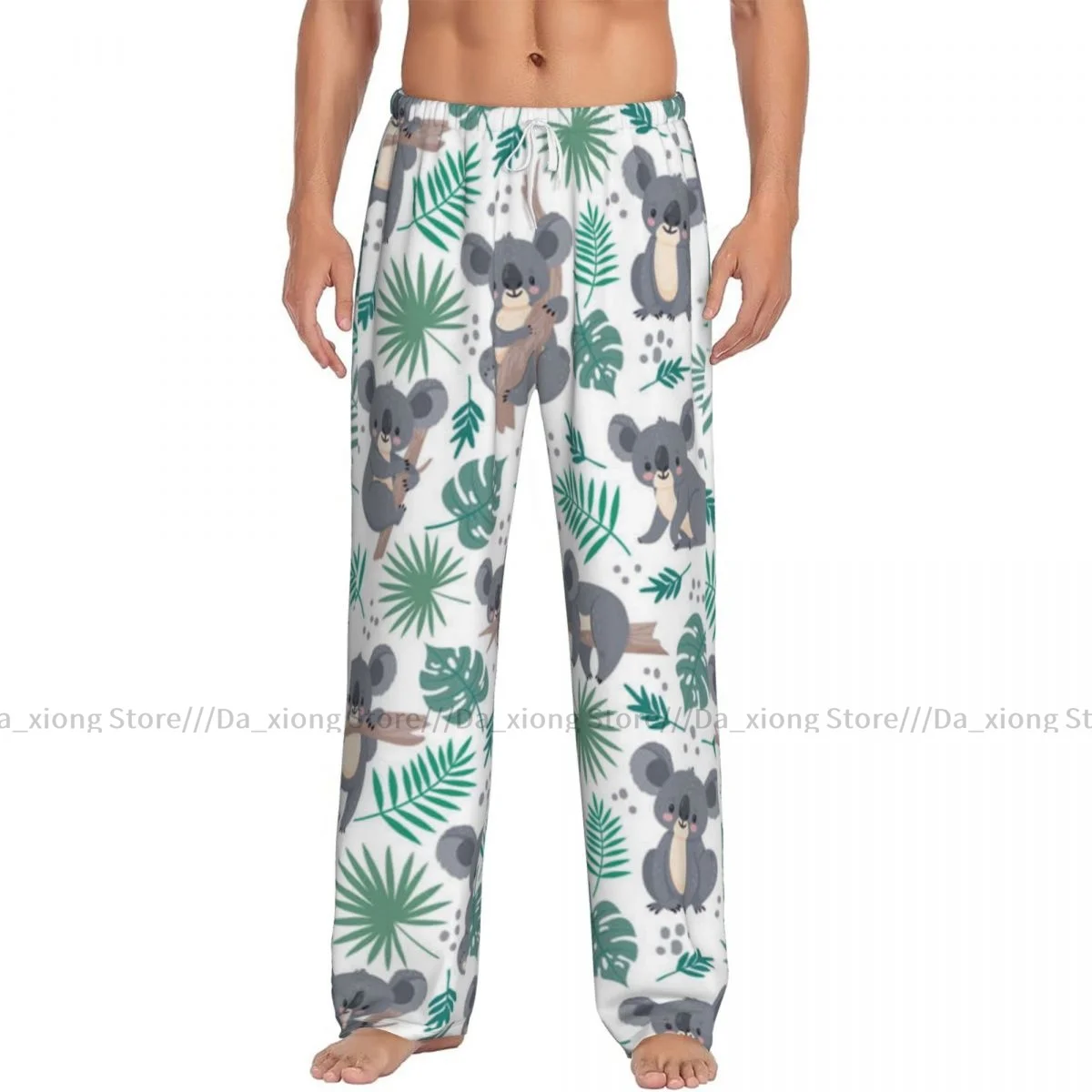 Mens Casual Pajama Long Pant Loose Elastic Waistband Koalas Australian Bears Tropical Leaves Cozy Sleepwear Home Lounge Pants