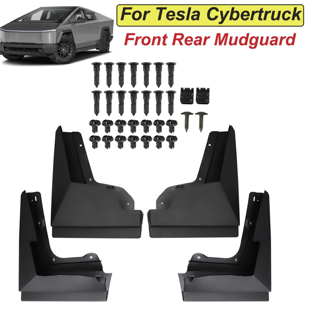 

For Tesla Cybertruck 2024 Car Mudguards TPE Material Front And Rear Wheel Splash Guards Kit Modified Protection