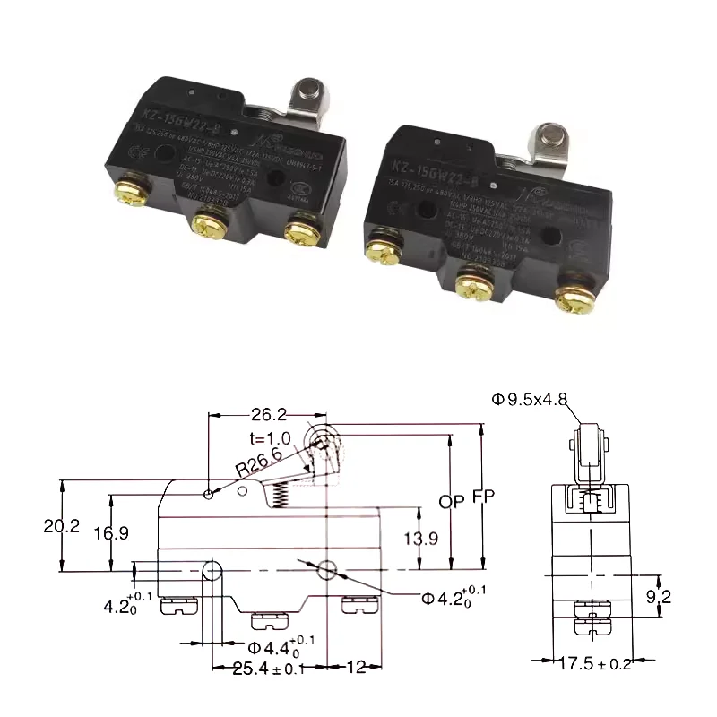 Accessori per sigillatrici per tè al latte sigillatrice per ruote a 3 pin KZ-15GW22B parti per microinterruttori E03/E06E02/E05