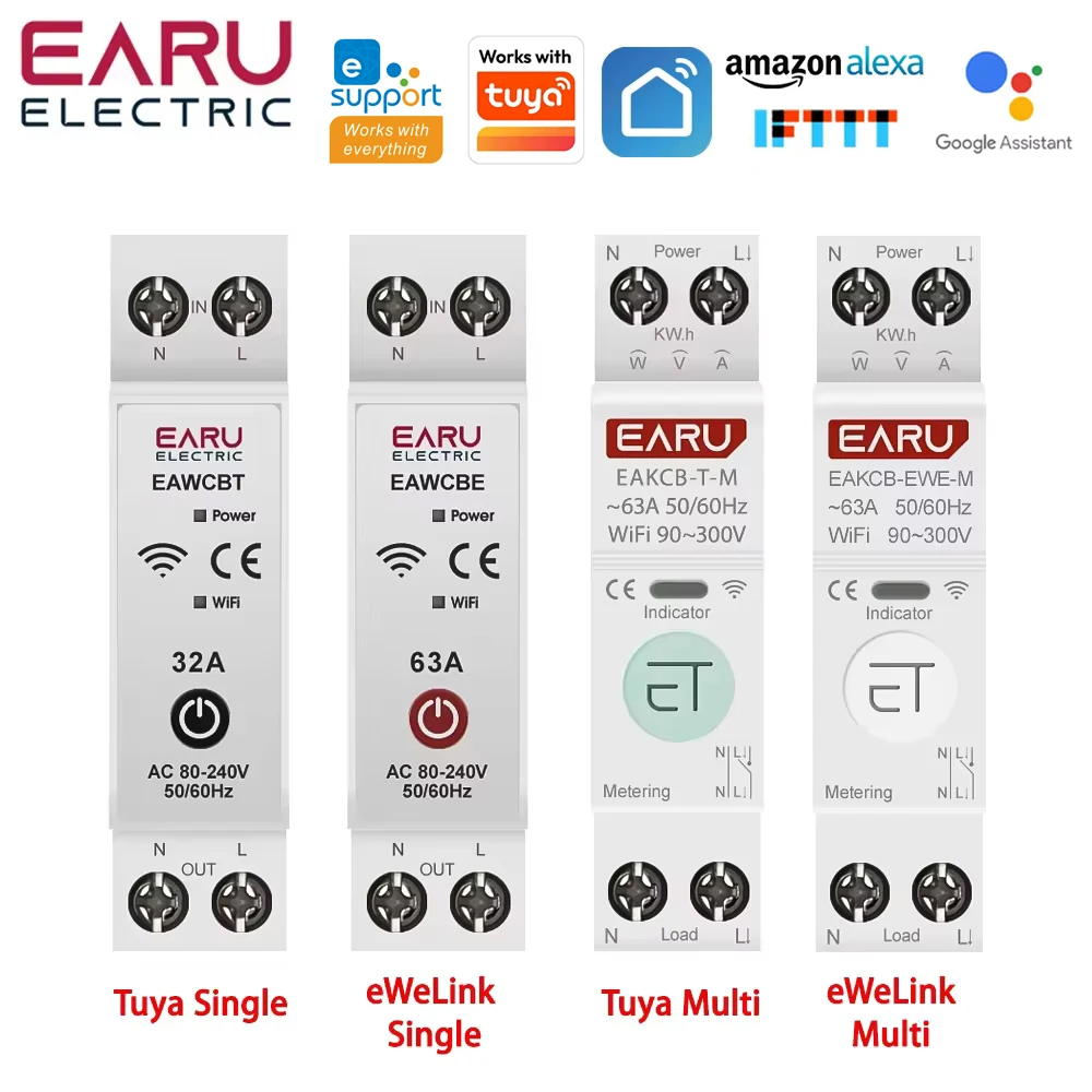 �y�Z�[�����zTuya eWeLink WiFi �X�}�[�g�T�[�L�b�g�u���[�J�[ MCB 1P 63A �d�̓G�l���M�[ kWh �d���d���v�v���e�N�^�[���������R���X�C�b�`