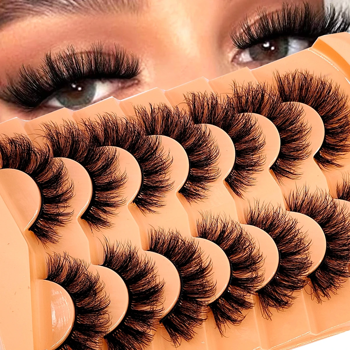 New 7 Pairs Eyelashes Makeup Soft Fluffy 3D Mink False Eyelashes Thick Handmade Volume Mink Lashes Faux Natural Fake Lashes Tool