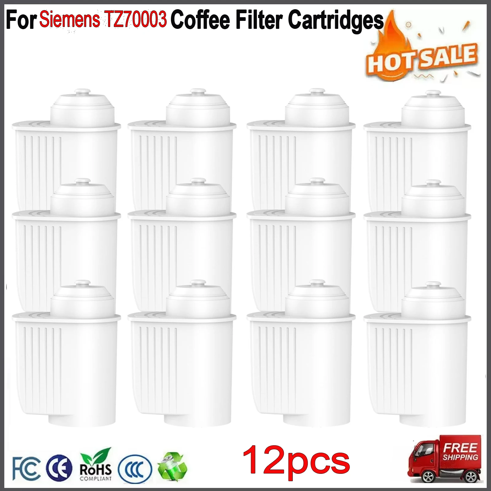 12 pezzi/24 pezzi/36 pezzi: filtro per acqua per macchine da caffè Siemens serie EQ, modelli EQ5, EQ6, EQ9, EQ500, S700, filtro per macchine da caffè TZ70003/TCZ7003/TCZ7033/467873.