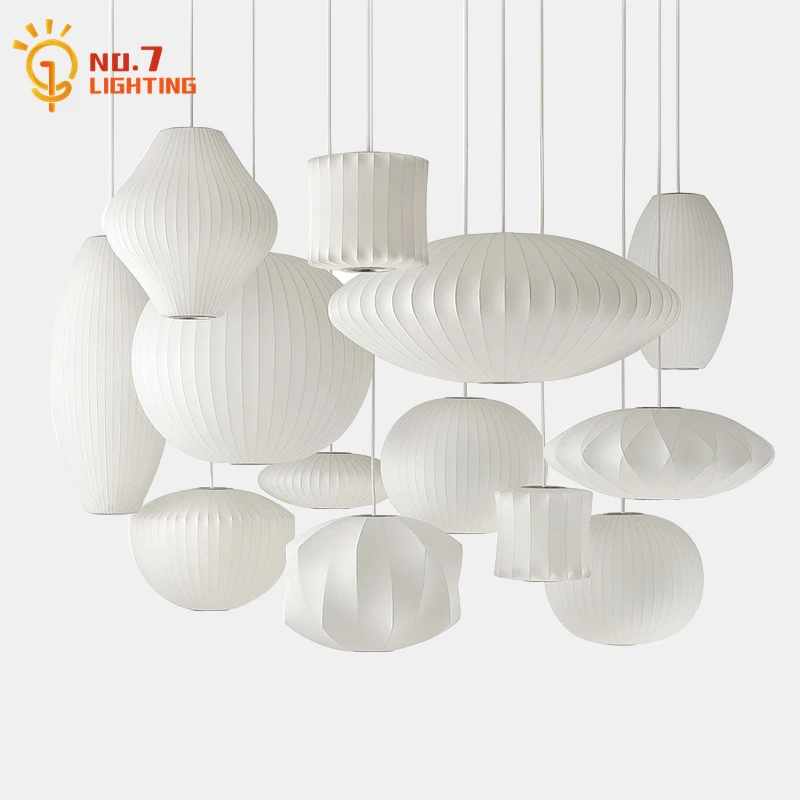 

Danish Design White Silk Pendant Lights Loft Industial Kitchen Light Fixtures Island Restaurant Store Living/Dining Room Study